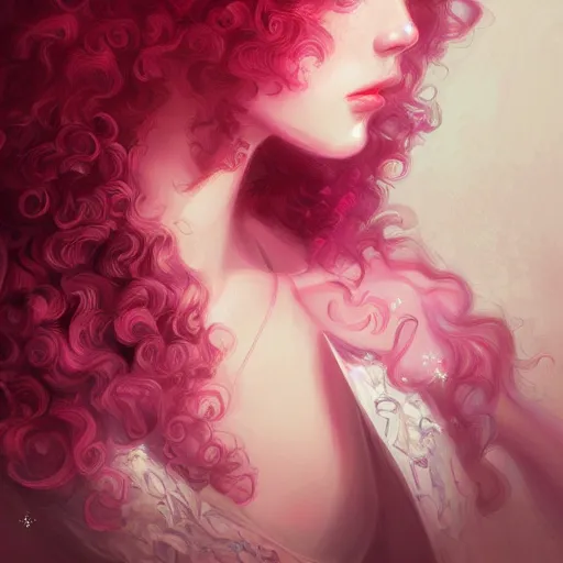 Image similar to teen girl, curly pink hair, gorgeous, amazing, elegant, intricate, highly detailed, digital painting, artstation, concept art, sharp focus, illustration, art by Ross tran