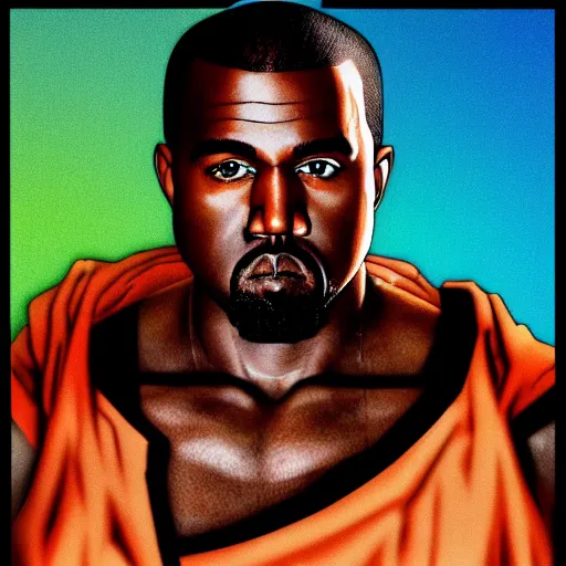 Prompt: still of kanye west in dragon ball z, anime, 8 k, 4 k, masterpiece, trending on artstation