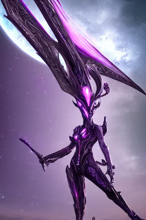 Image similar to galactic hyperdetailed elegant beautiful stunning giantess valkyr warframe goddess paw shot, sharp spines, sharp metal ears, smooth purple eyes, smooth fuschia skin, silver armor, bigger than galaxy, epic proportions, epic scale, epic size, warframe fanart, destiny, furry, dragon art, goddess art, giantess art, furaffinity, octane render