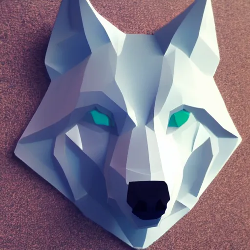 Prompt: low poly wolf face