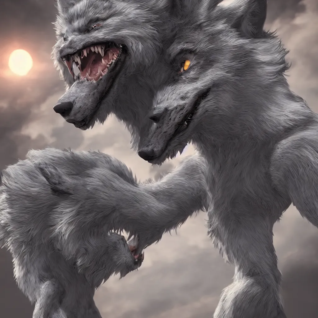 Image similar to a handsome werewolf seductive fursona, digital art, redshift render, hyperrealistic, ray - tracing photographed with canon