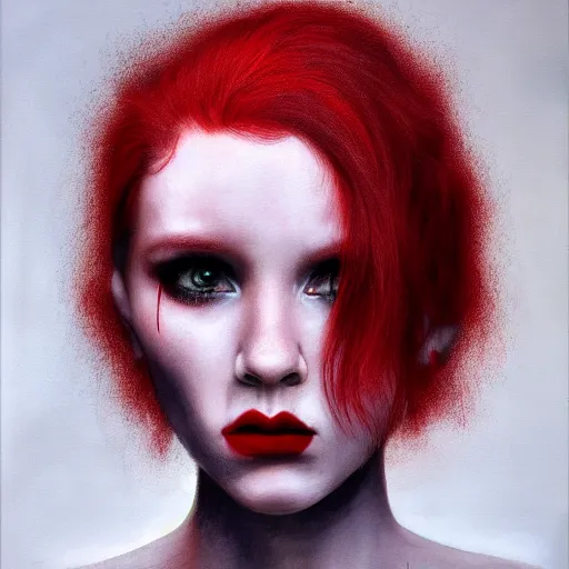 Image similar to a red haired portrait by griffiths carne, dark art, 4 k