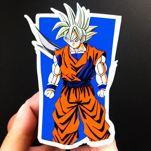 Image similar to die cut sticker, goku with a strawhat, splatter paint