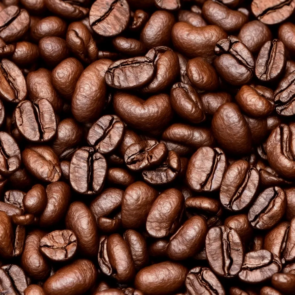 Image similar to close up view of coffee beans on top of a wooden table, 8k, photorealistic, proper shading