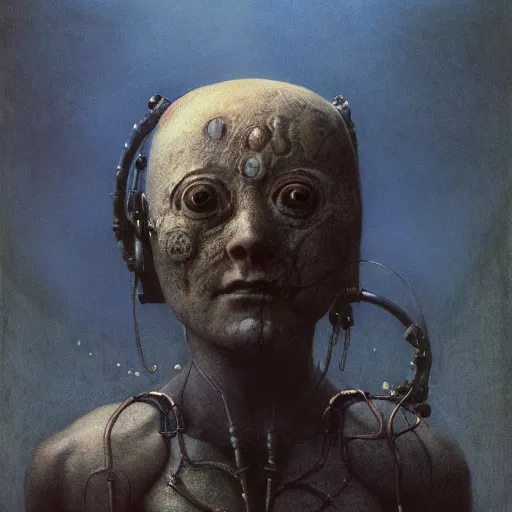 Prompt: style by millais, ( ( ( ( ( ( ( ( by beksinski ) ) ) ) ) ) ) ), portrait painting of mechanical yokai, 8 k, highly detailed, octane render, by millais,