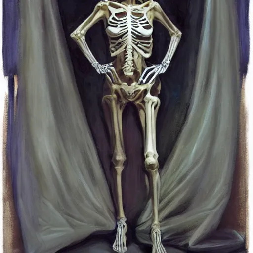 Image similar to portrait of a woman in a spandex skeleton onesie, by donato giancola.