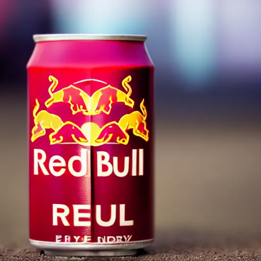 Image similar to a hyper realistic macro photograph of a can of Red Bull energy drink, 8k, 4K, product photography