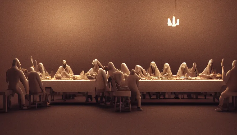 Prompt: 3 d model of the last supper, octane render, rendered lighting, polygons, wireframe