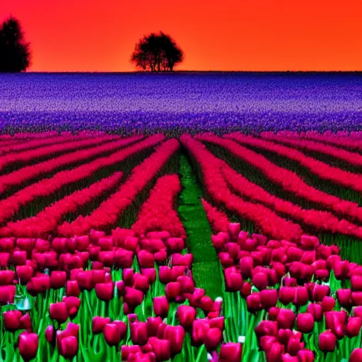 Image similar to lone candle at night in a field of tulips