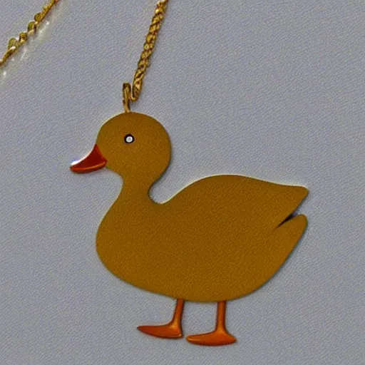 Prompt: a duck, the duck is wearing a gold necklace