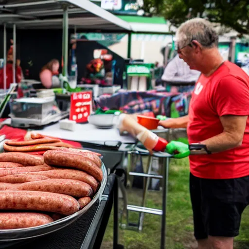 Image similar to bunnings sausage sizzle in hell, canon eos r 3, f / 1. 4, iso 2 0 0, 1 / 1 6 0 s, 8 k, raw, unedited, symmetrical balance, in - frame