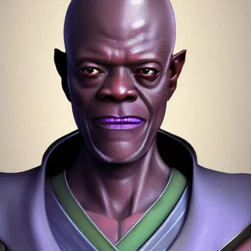 Image similar to portrait of mace windu, anime fantasy illustration by tomoyuki yamasaki, kyoto studio, madhouse, ufotable, trending on artstation