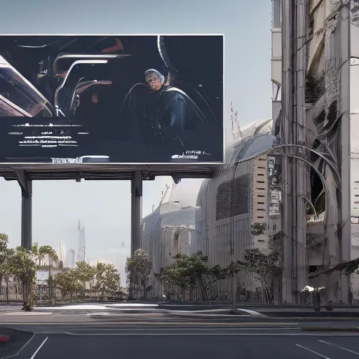 Image similar to sci-fi organic brutalism speed dynamic o x u wall structure on the coronation of napoleon painting and digital screen billboard in the middle, unreal engine 5, keyshot, octane, artstation trending, ultra high detail, ultra realistic, cinematic, 8k, 16k, in style of zaha hadid, in style of nanospace artstation, in plastic,dark, tilt shift,