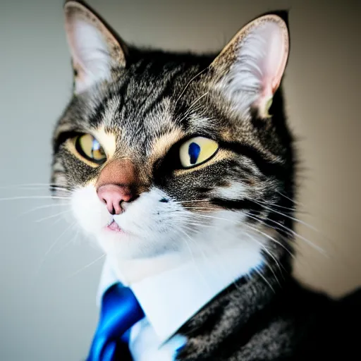 Image similar to professional photograph taken of a cat wearing a suit