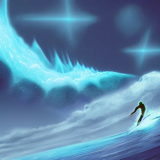 Prompt: space wave surfer, digital art, trending on, matte painting