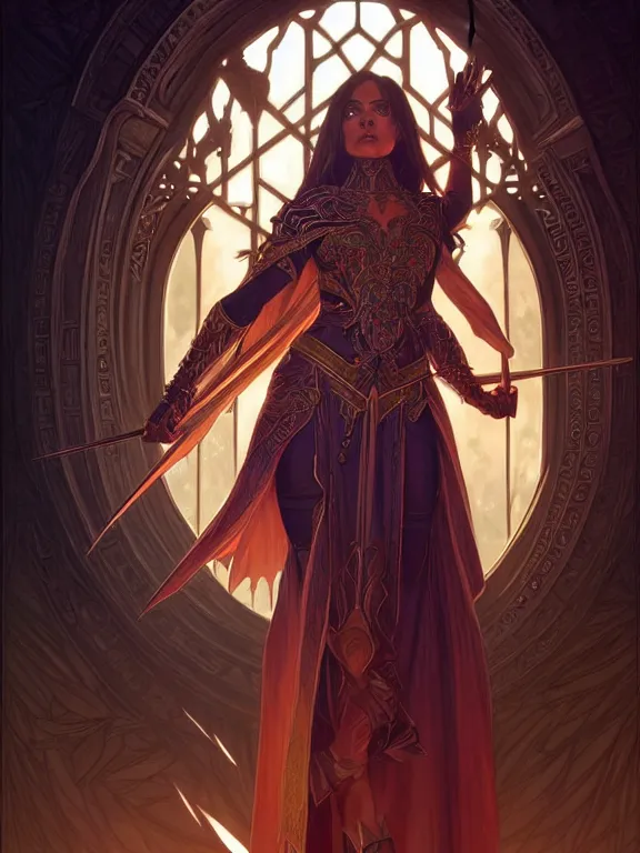 Prompt: symmetry!! intense fanart of a adriana as a mage warrior as acotar protagonist, magic background, intricate, elegant, highly detailed, my rendition, digital painting, artstation, concept art, smooth, sharp focus, illustration, art by artgerm and greg rutkowski and alphonse mucha