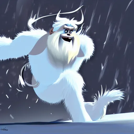 the yeti, a white snow primate, in style of disney, Stable Diffusion