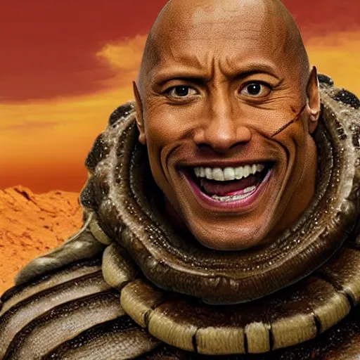 Prompt: dwayne johnson as a sandworm from dune