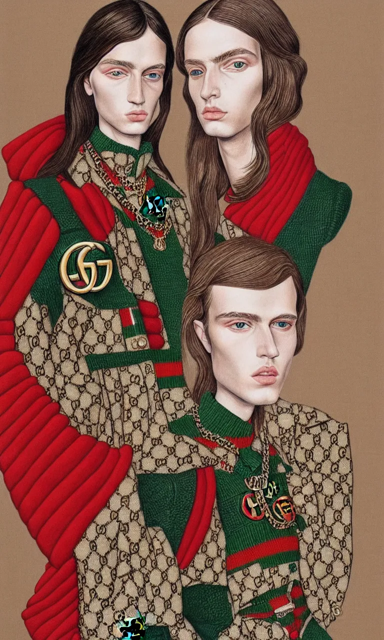 Image similar to a very beautiful gucci portrait, highly detailed, intricate