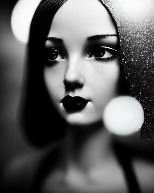 Image similar to black and white dreamy young beautiful female artificial intelligence, metropolis, cinematic, rim light, bokeh, photo - realistic, elegant, high detail, 8 k, masterpiece, photo taken in 1 9 3 0