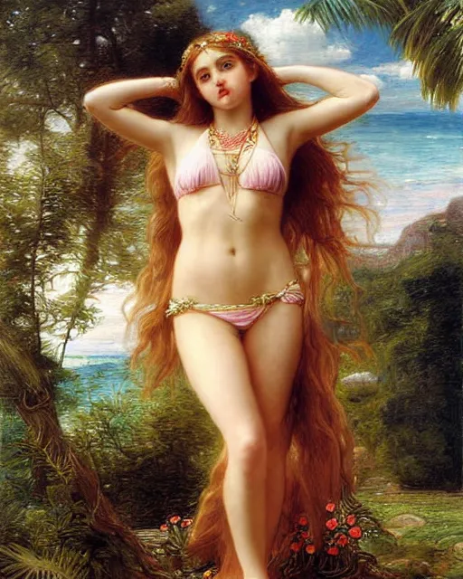 Prompt: bikini goddess by sophie anderson
