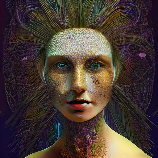 Prompt: mandelbulb portrait of a beautiful woman by mateja petkovic