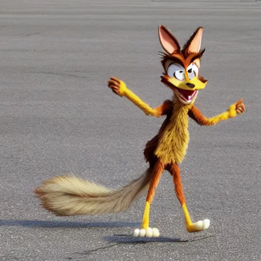 Image similar to wile e coyote as a real person