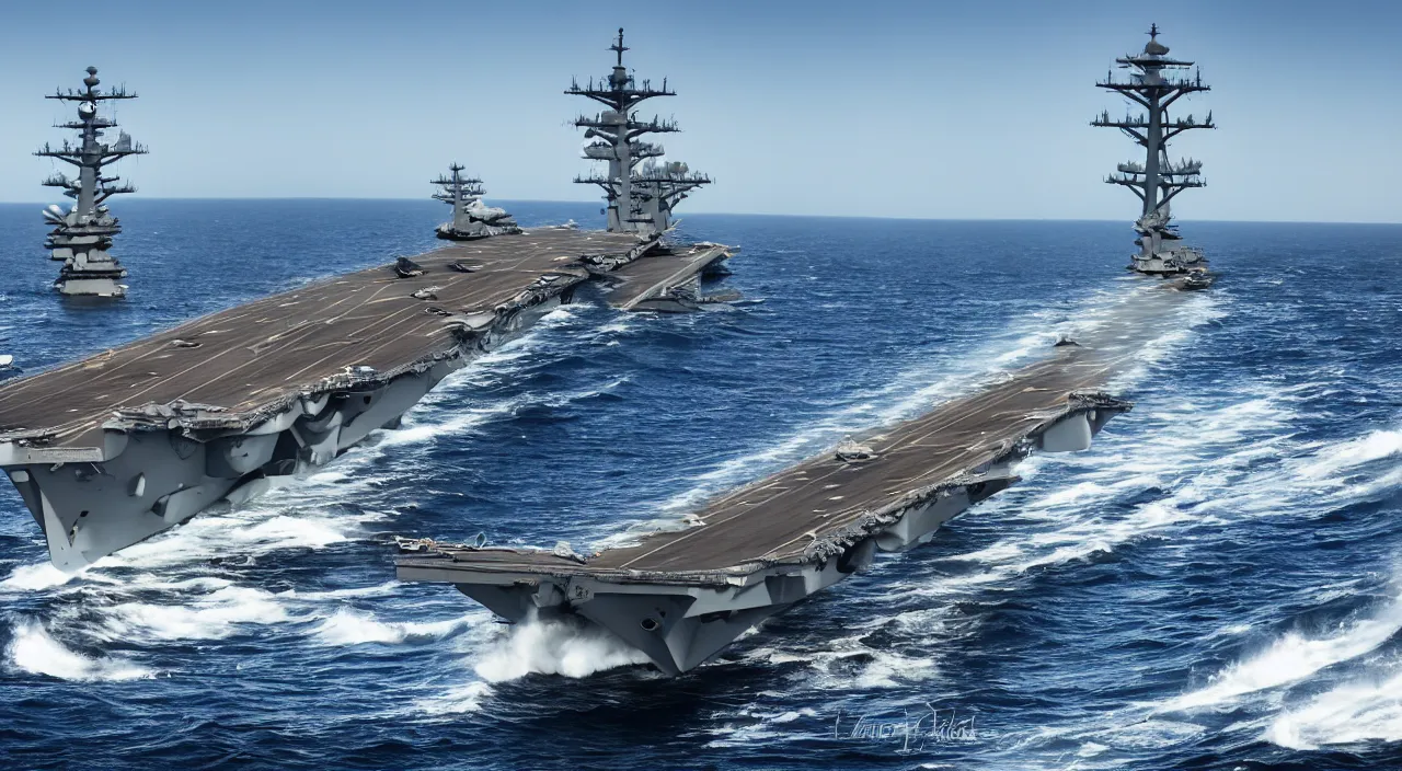 Image similar to us marines portrait in aircraft carrier, navy fleet, blue sky, high waves, highly detailed, by jimmy nelson