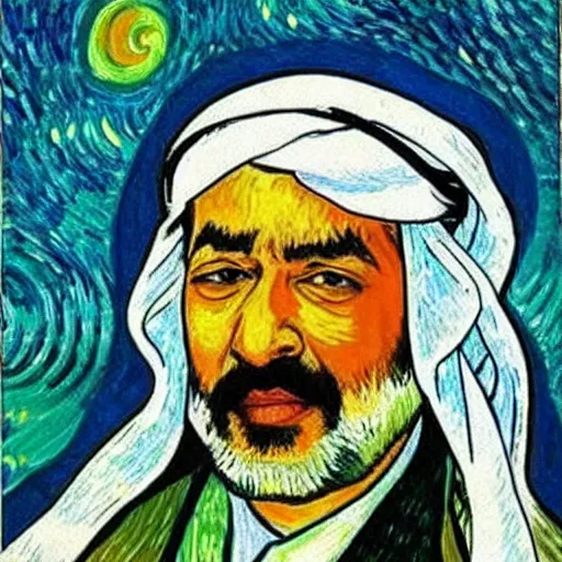 Prompt: sheikh mujib in the style of van gogh