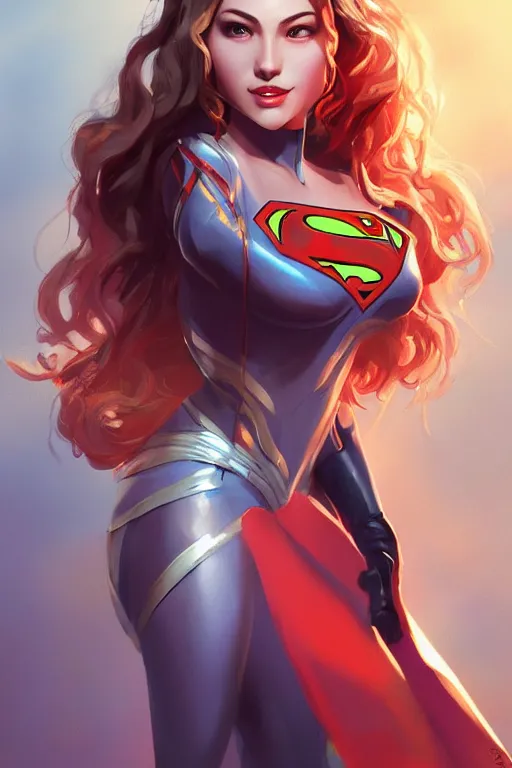 Image similar to three quarters portrait pose of a beautiful woman,super hero costume,super powers,heroic pose,highly detailed, digital painting, artstation,illustration, art by Stanley Lau