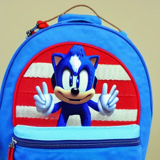 Image similar to a backpack embroidery obama sonic the hedgehog super Mario