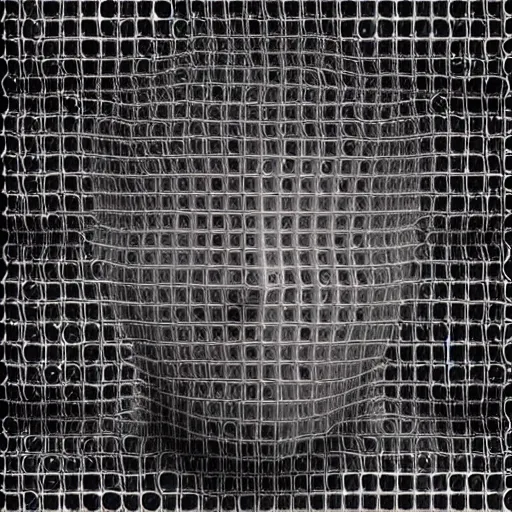 Image similar to a man's face made out of white dots, a stock photo by peter gric, trending on shutterstock, generative art, stockphoto, stock photo, datamosh