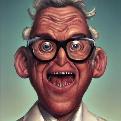 Image similar to bill barr fried chicken hybrid, bill barr anthropomorphic transformation, realistic face, greg rutkowski, artgerm, digital art,