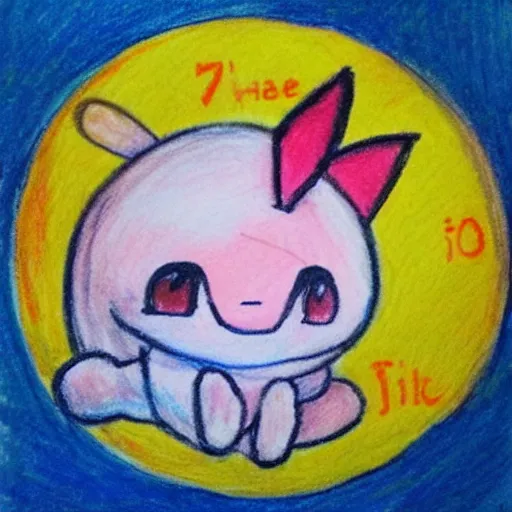 Prompt: “A kindergartner’s crayon drawing of the Pokémon jigglypuff”