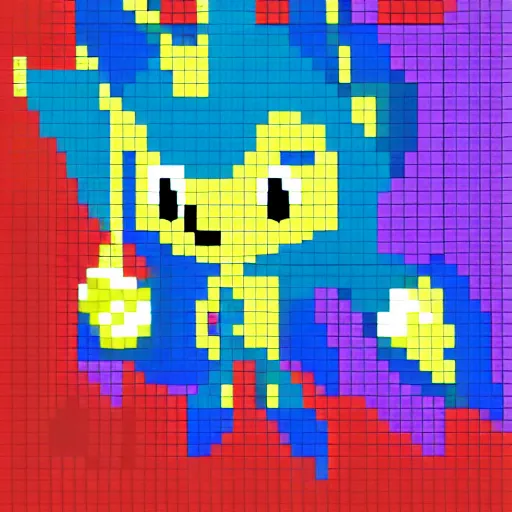 Prompt: Sonic the Hedgehog pixel fanart