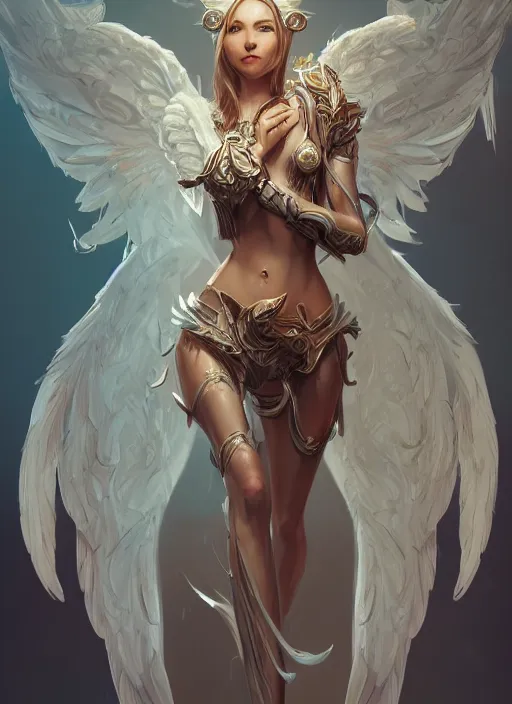 Prompt: a highly detailed illustration of biblically accurate angel, intricate, elegant, highly detailed, centered, digital painting, artstation, concept art, smooth, sharp focus, league of legends concept art, wlop.