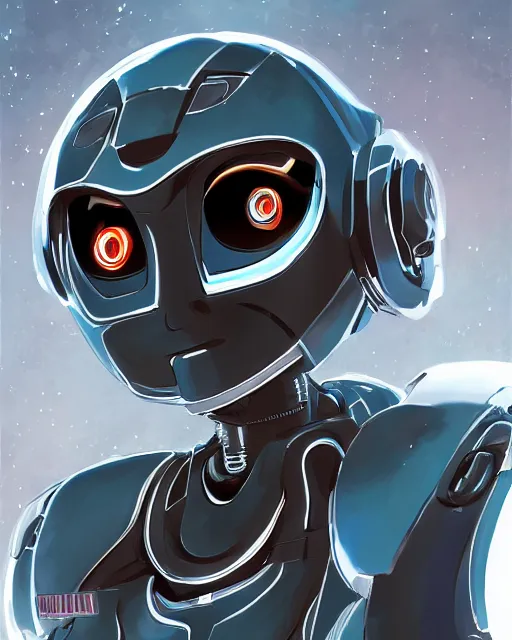 Prompt: a beautiful robot portrait by shinkai