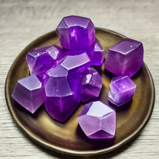 Prompt: hexagonal amethyst crystals