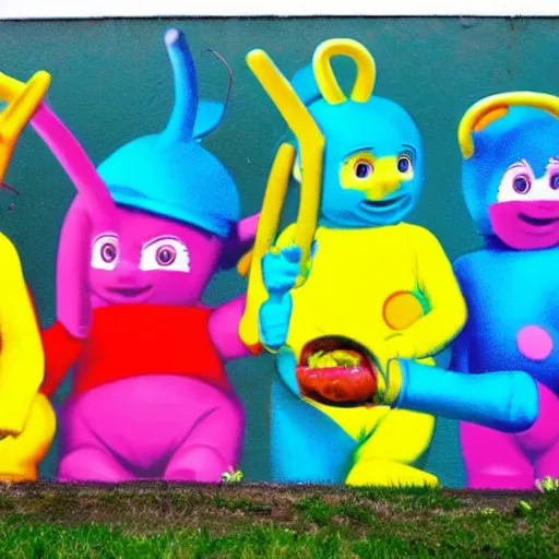 Prompt: teletubbies graffiti