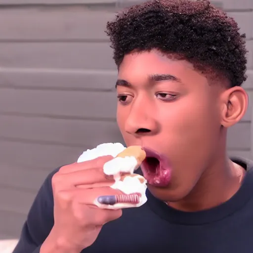 Image similar to YoungBoy never broke again eating ice cream 4K quality super realistic