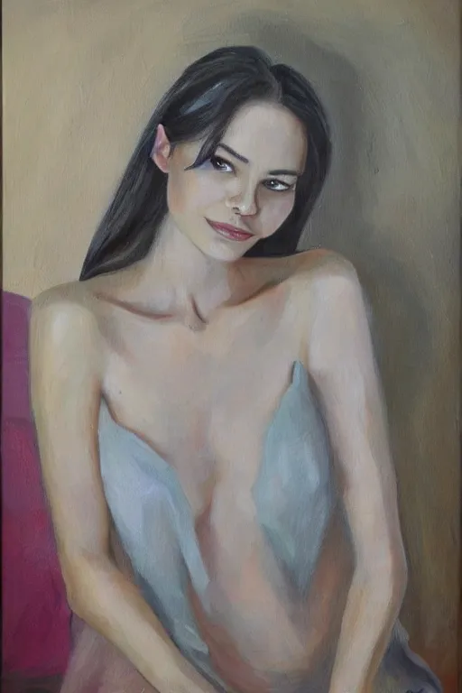 Image similar to a portrait of elsa jean ( sapphire nicole howell ), painting by elisabeth jerichau - baumann. painting, oil on canvas