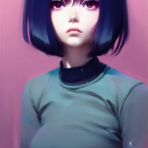 Image similar to elegant girl in urban outfit, cute fine face, rounded eyes, digital painting, fan art, pixiv, by Ilya Kuvshinov, katsuhiro otomo ghost-in-the-shell, magali villeneuve, artgerm, Jeremy Lipkin and Michael Garmash and Rob Rey