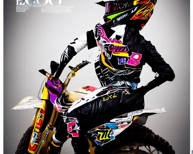 Image similar to extremely beautiful black marble statue with colorful motocross logos behind her, sharp focus, clear, detailed,, cinematic, detailed, off white, glamourous, symmetrical, vogue, editorial, fashion, magazine shoot, glossy