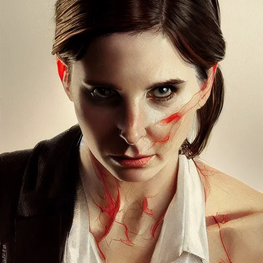 Image similar to A masterpiece portrait of a Female version of Christian Bale from American Psycho. medium shot, intricate, elegant, highly detailed. trending on artstation, digital art, by Stanley Artgerm Lau, WLOP, Rossdraws, James Jean, Andrei Riabovitchev, Marc Simonetti, Yoshitaka Amano