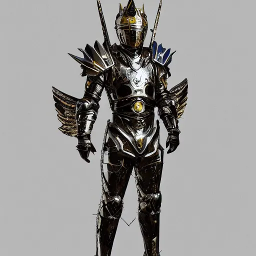 Image similar to full body digital painting of ajustin bieber as a king seraphim knight, in a pearl armor magicpunk chrome body sculpted intricate armor. big medium small details, reflect 8 k uhd, unreal engine, octane render in the artstyle of finnian macmanus, john park and greg rutkowski