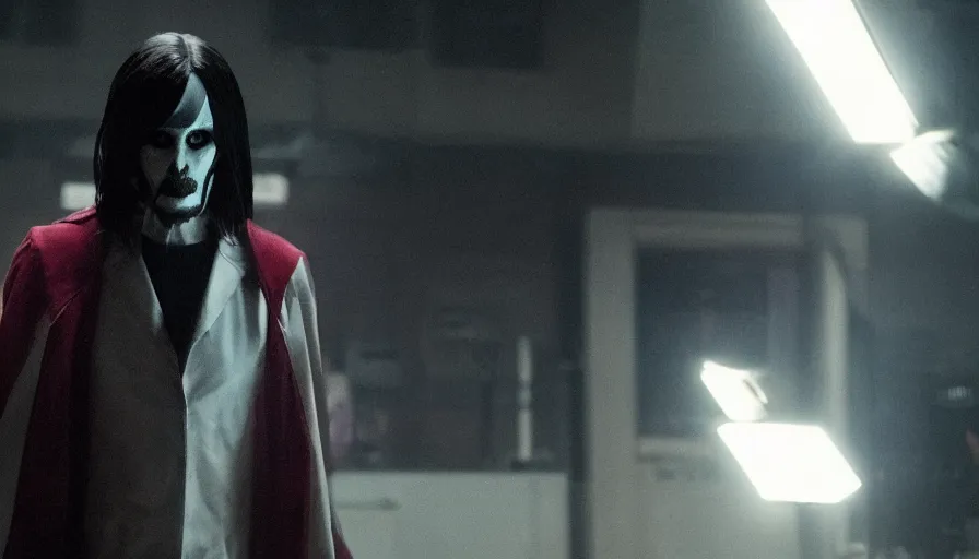 Image similar to Morbius played by Jared Leto, cinematic lighting, cinematography, film still