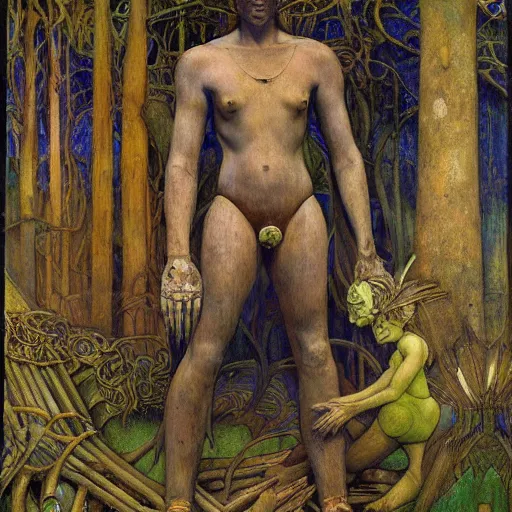 Image similar to robot seizes his forest crown, by Annie Swynnerton and Diego Rivera and Elihu Vedder, symbolist, dramatic lighting, elaborate geometric ornament, tattoos, Art Brut, soft cool colors,smooth, sharp focus, extremely detailed, Adolf Wölfli and Donato Giancola