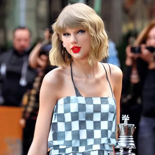 Image similar to Taylor Swift as a chess piece, blonde hair