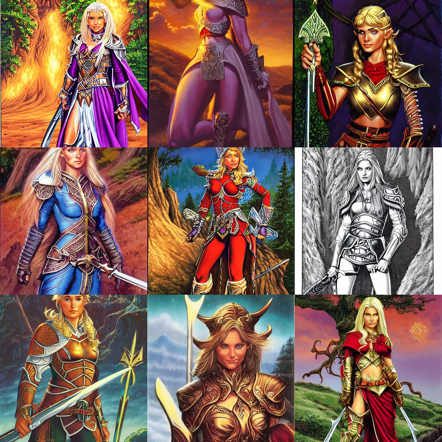 Prompt: elf, female, beautiful, paladin, by Larry Elmore