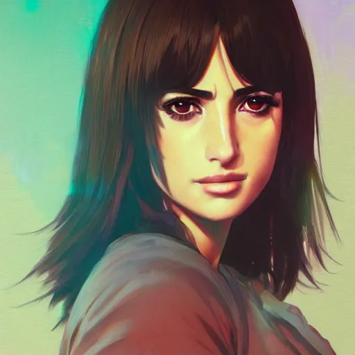 Prompt: penelope cruz portrait as manga girl, realistic shaded perfect face, fine details. anime. realistic shaded lighting poster by ilya kuvshinov katsuhiro otomo ghost - in - the - shell, magali villeneuve, artgerm, jeremy lipkin and michael garmash and rob rey